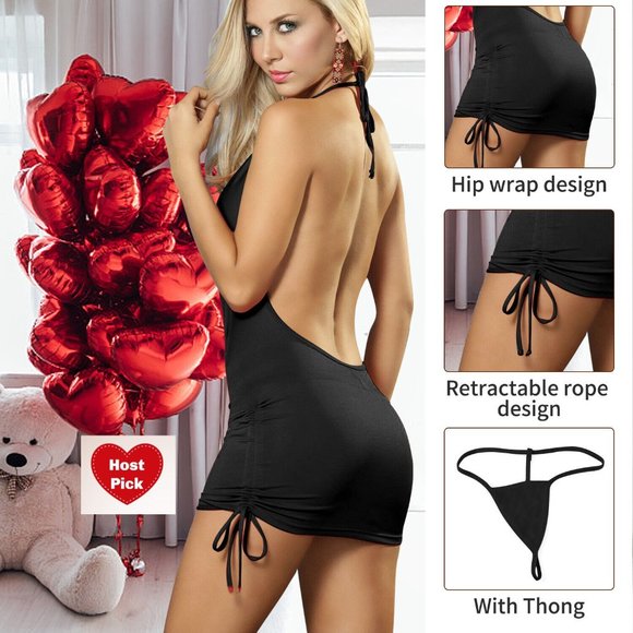 Dresses & Skirts - Clubwear Bodycon Dress Open Back Halter Dress Sleeveless Deep V Sexy Mini Dress